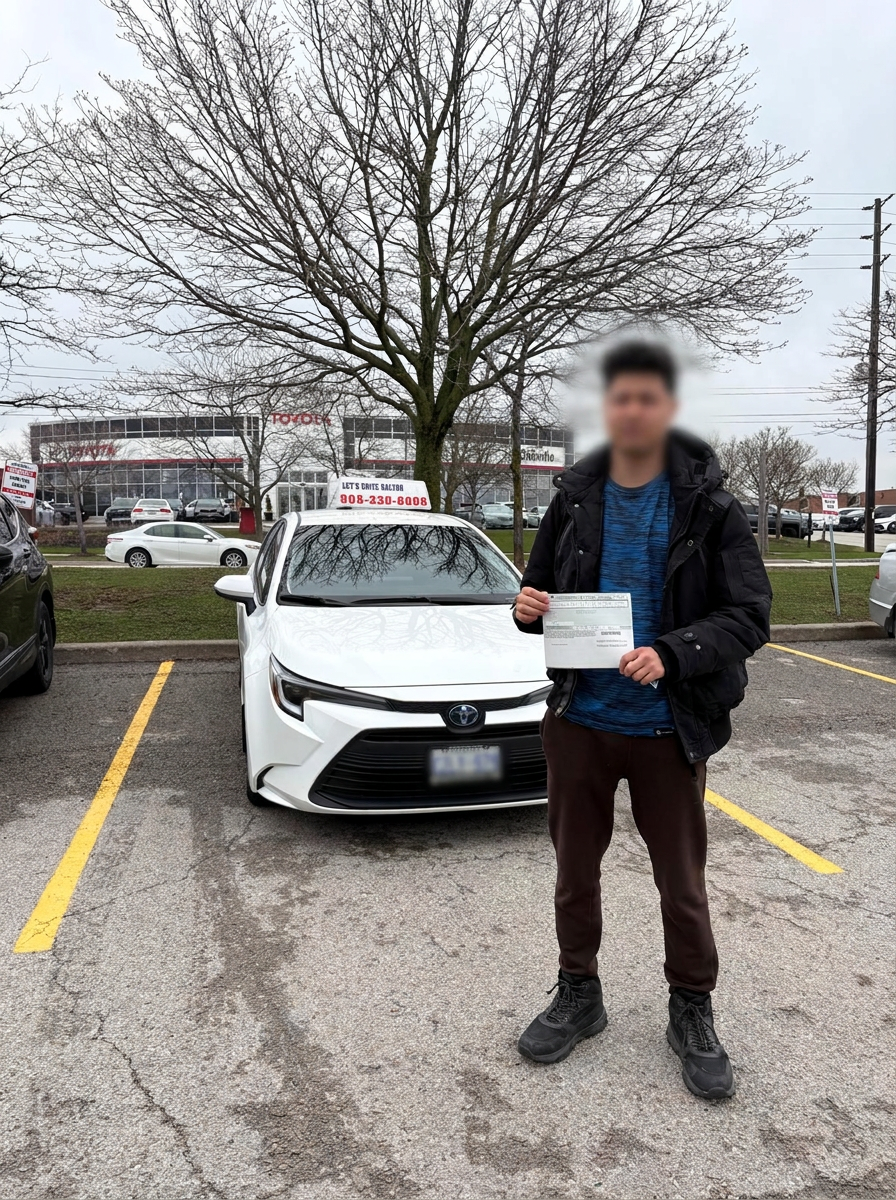 Successful student after driving instruction